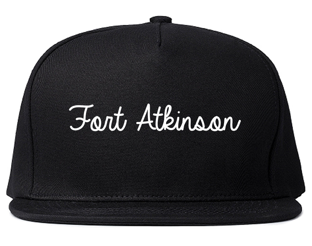 Fort Atkinson Wisconsin WI Script Mens Snapback Hat Black
