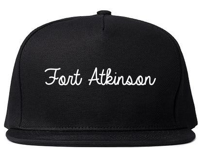 Fort Atkinson Wisconsin WI Script Mens Snapback Hat Black