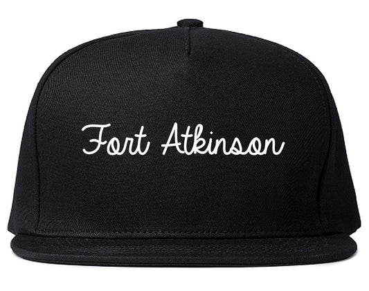 Fort Atkinson Wisconsin WI Script Mens Snapback Hat Black