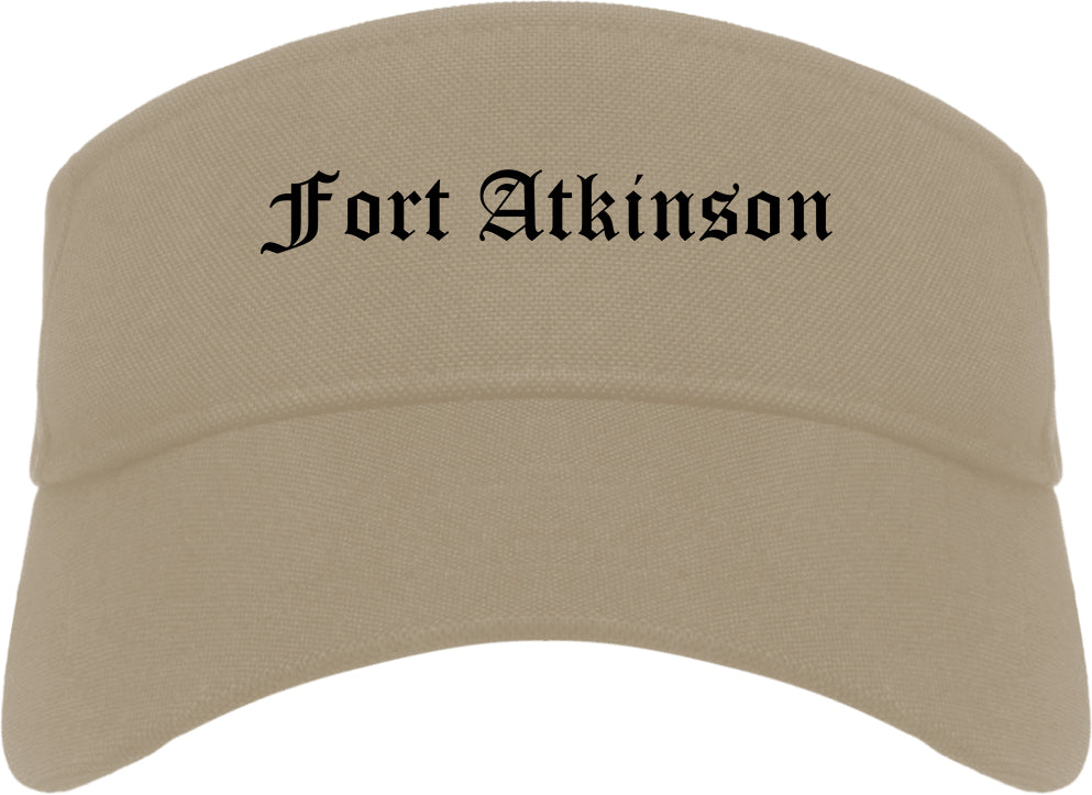 Fort Atkinson Wisconsin WI Old English Mens Visor Cap Hat Khaki