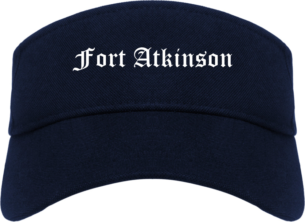 Fort Atkinson Wisconsin WI Old English Mens Visor Cap Hat Navy Blue