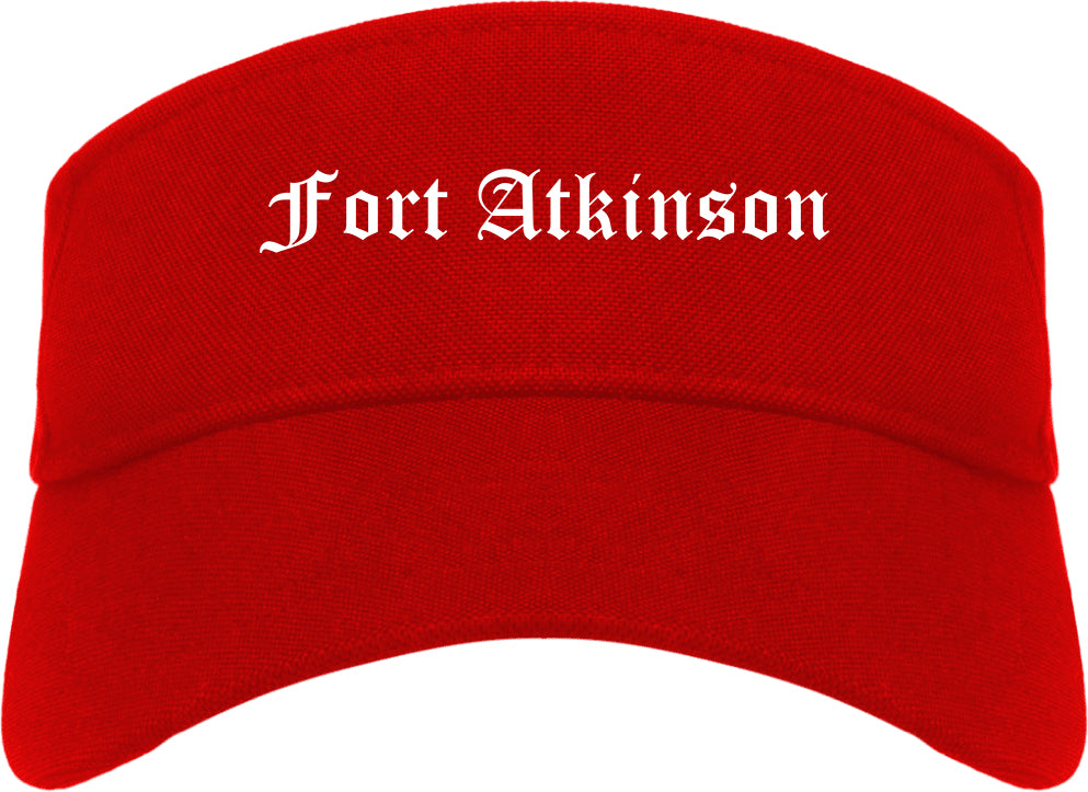 Fort Atkinson Wisconsin WI Old English Mens Visor Cap Hat Red