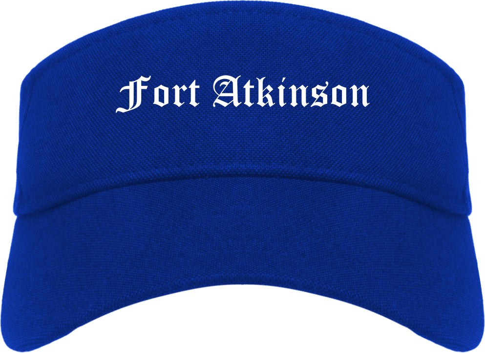 Fort Atkinson Wisconsin WI Old English Mens Visor Cap Hat Royal Blue