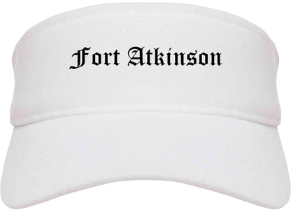 Fort Atkinson Wisconsin WI Old English Mens Visor Cap Hat White