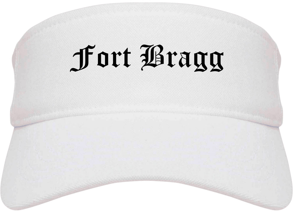Fort Bragg California CA Old English Mens Visor Cap Hat White
