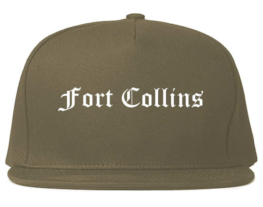Fort Collins Colorado CO Old English Mens Snapback Hat Grey