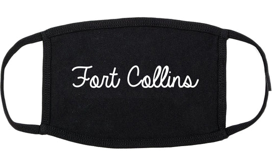 Fort Collins Colorado CO Script Cotton Face Mask Black