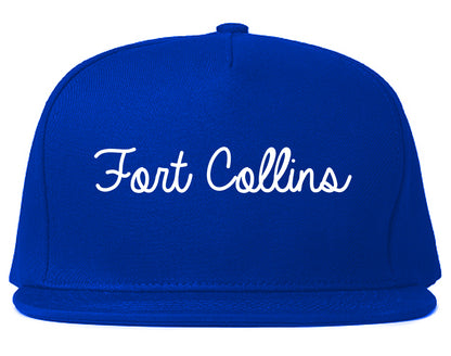 Fort Collins Colorado CO Script Mens Snapback Hat Royal Blue