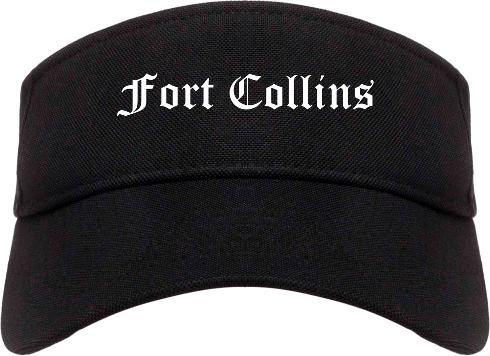 Fort Collins Colorado CO Old English Mens Visor Cap Hat Black