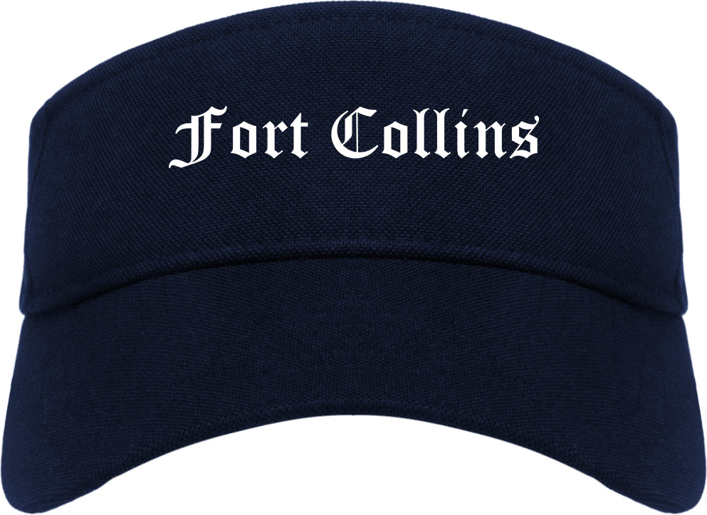 Fort Collins Colorado CO Old English Mens Visor Cap Hat Navy Blue