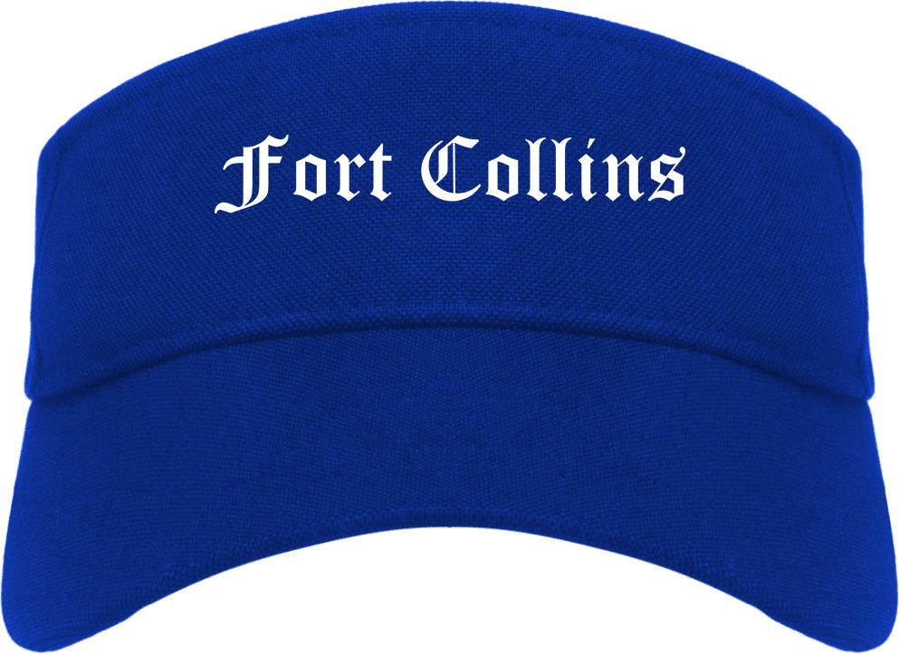 Fort Collins Colorado CO Old English Mens Visor Cap Hat Royal Blue