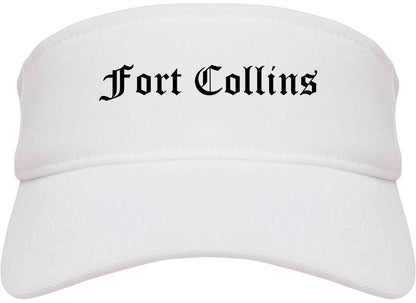 Fort Collins Colorado CO Old English Mens Visor Cap Hat White