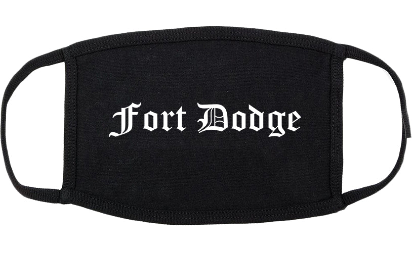 Fort Dodge Iowa IA Old English Cotton Face Mask Black
