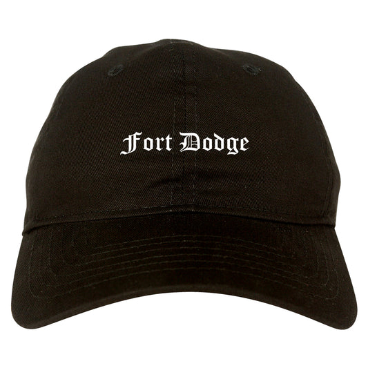 Fort Dodge Iowa IA Old English Mens Dad Hat Baseball Cap Black