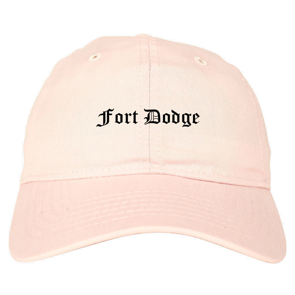 Fort Dodge Iowa IA Old English Mens Dad Hat Baseball Cap Pink