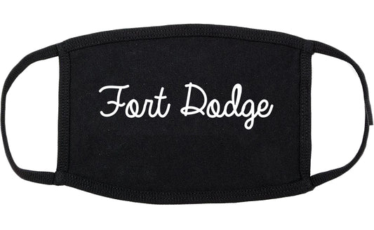 Fort Dodge Iowa IA Script Cotton Face Mask Black