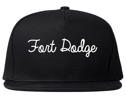 Fort Dodge Iowa IA Script Mens Snapback Hat Black