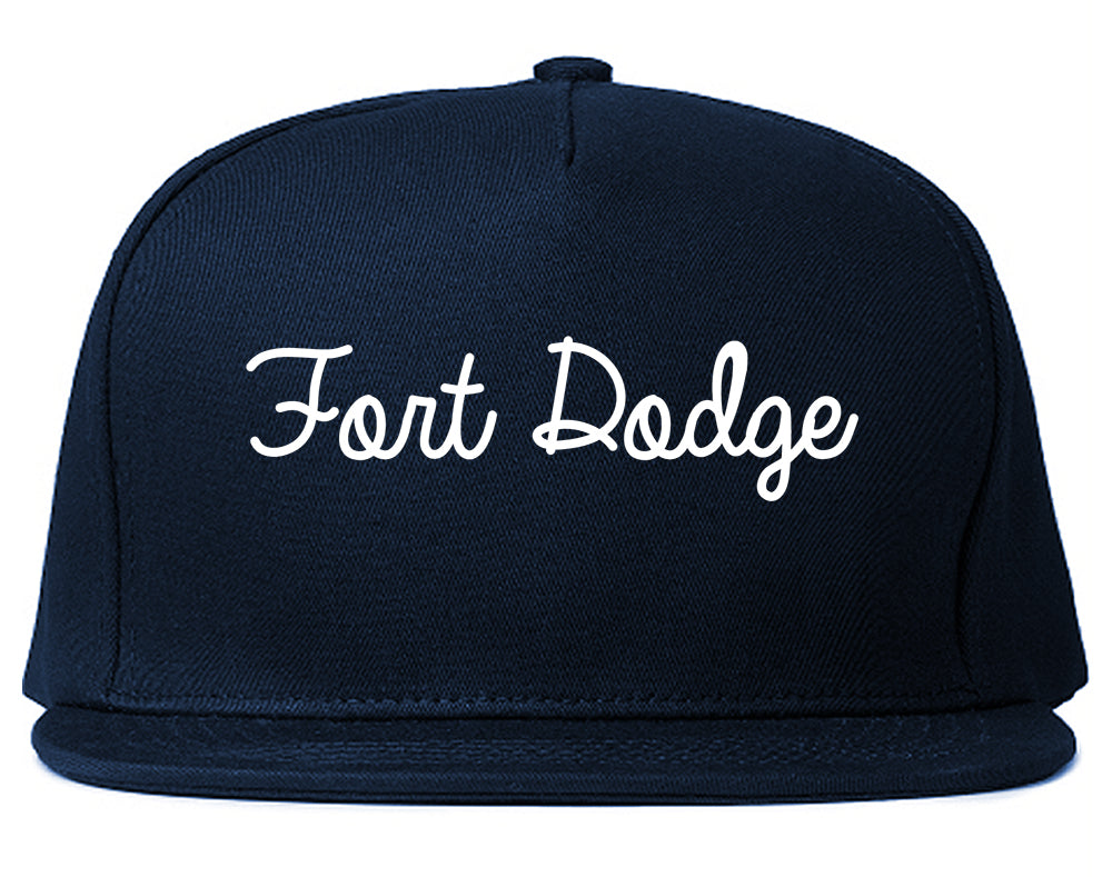 Fort Dodge Iowa IA Script Mens Snapback Hat Navy Blue