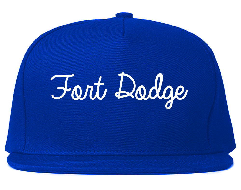 Fort Dodge Iowa IA Script Mens Snapback Hat Royal Blue