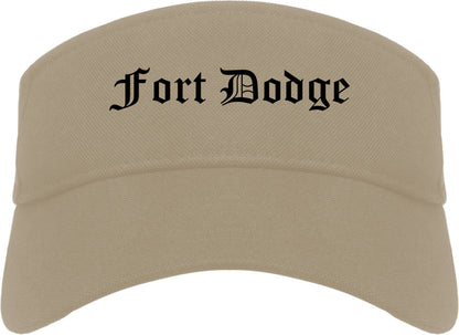 Fort Dodge Iowa IA Old English Mens Visor Cap Hat Khaki