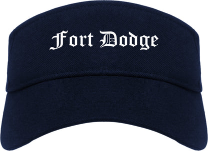 Fort Dodge Iowa IA Old English Mens Visor Cap Hat Navy Blue