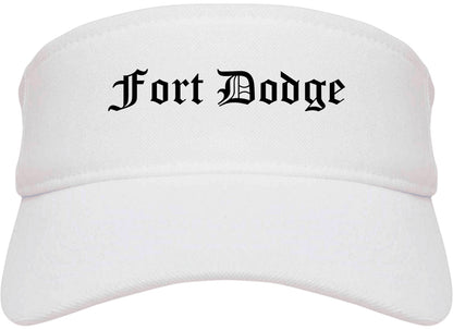 Fort Dodge Iowa IA Old English Mens Visor Cap Hat White