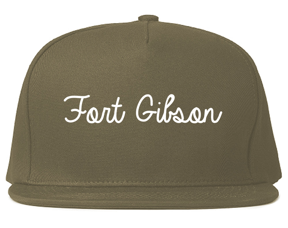 Fort Gibson Oklahoma OK Script Mens Snapback Hat Grey
