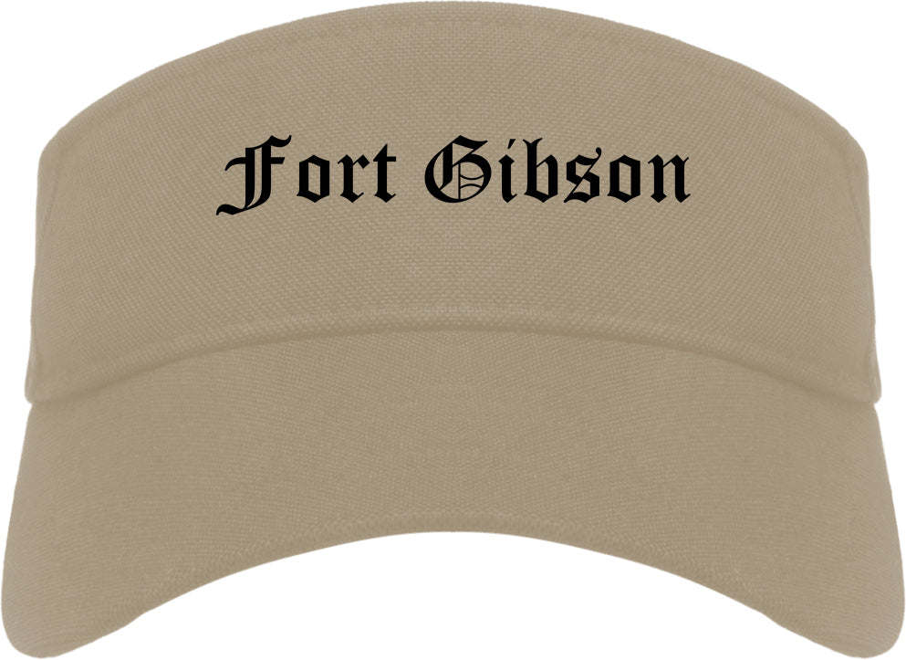 Fort Gibson Oklahoma OK Old English Mens Visor Cap Hat Khaki