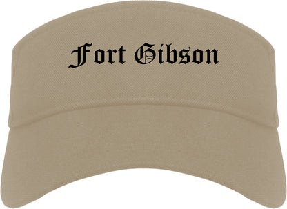 Fort Gibson Oklahoma OK Old English Mens Visor Cap Hat Khaki