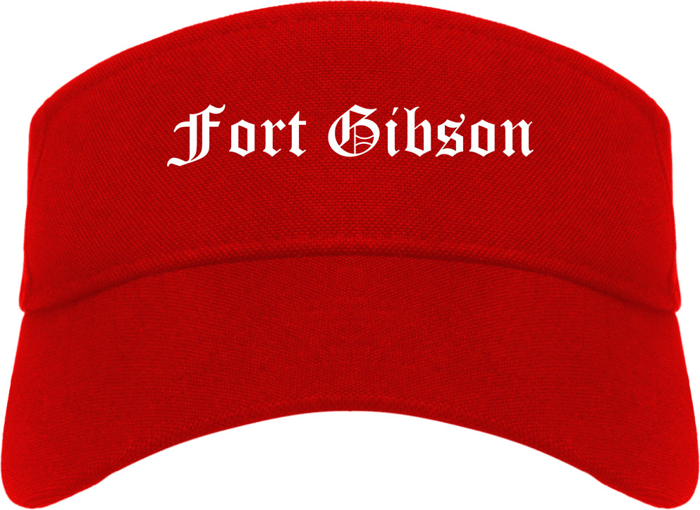 Fort Gibson Oklahoma OK Old English Mens Visor Cap Hat Red