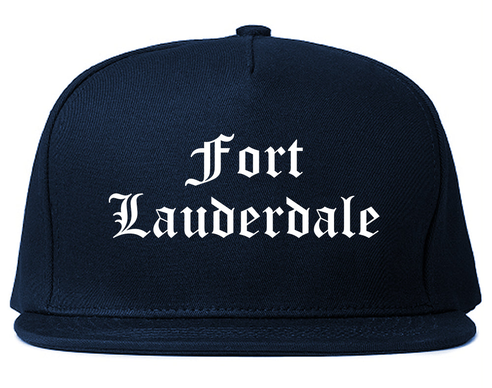 Fort Lauderdale Florida FL Old English Mens Snapback Hat Navy Blue