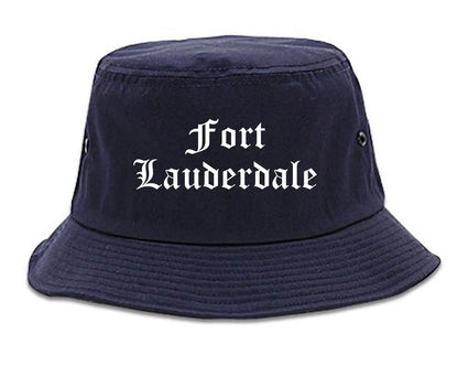 Fort Lauderdale Florida FL Old English Mens Bucket Hat Navy Blue
