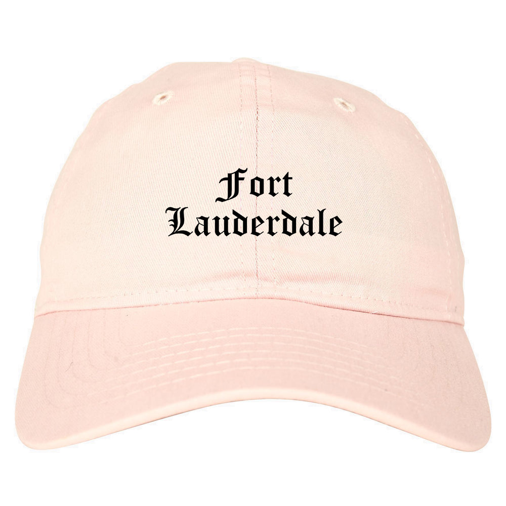 Fort Lauderdale Florida FL Old English Mens Dad Hat Baseball Cap Pink