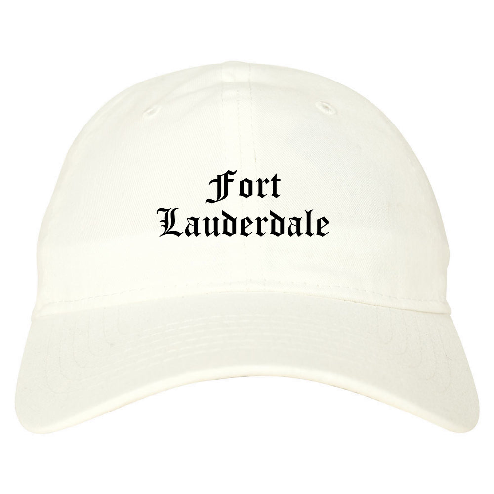 Fort Lauderdale Florida FL Old English Mens Dad Hat Baseball Cap White