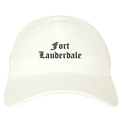Fort Lauderdale Florida FL Old English Mens Dad Hat Baseball Cap White