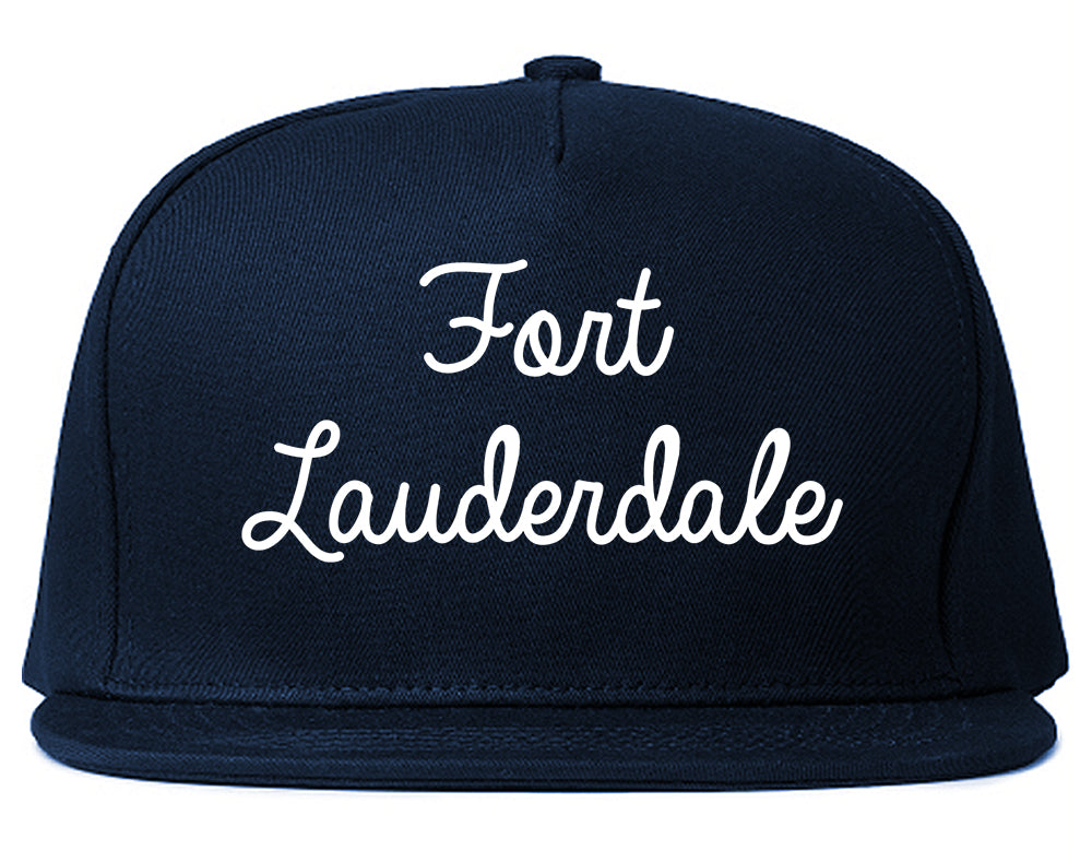Fort Lauderdale Florida FL Script Mens Snapback Hat Navy Blue