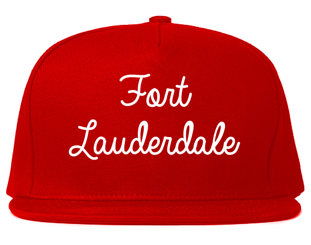 Fort Lauderdale Florida FL Script Mens Snapback Hat Red