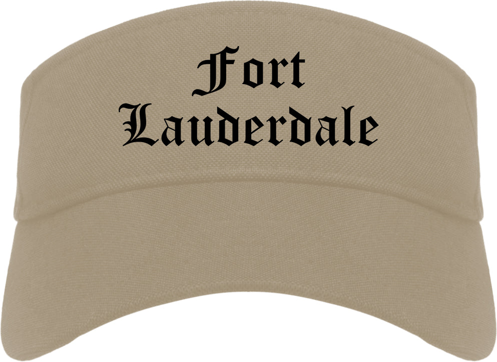 Fort Lauderdale Florida FL Old English Mens Visor Cap Hat Khaki