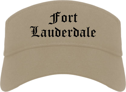 Fort Lauderdale Florida FL Old English Mens Visor Cap Hat Khaki