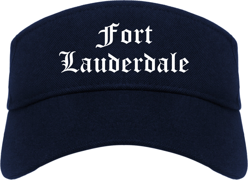 Fort Lauderdale Florida FL Old English Mens Visor Cap Hat Navy Blue
