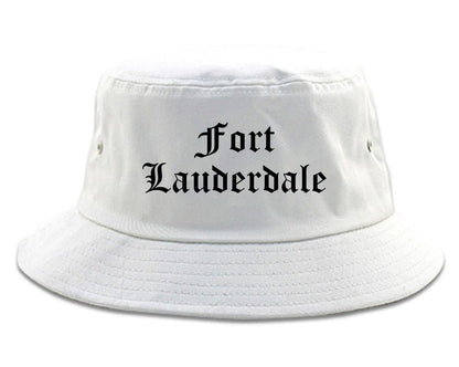 Fort Lauderdale Florida FL Old English Mens Bucket Hat White