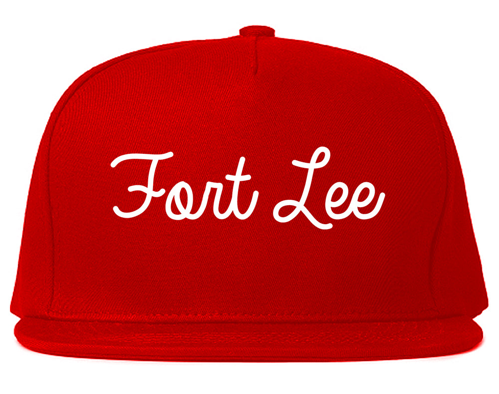 Fort Lee New Jersey NJ Script Mens Snapback Hat Red
