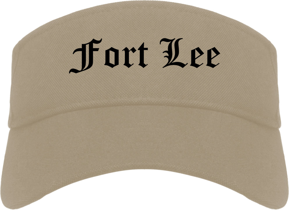 Fort Lee New Jersey NJ Old English Mens Visor Cap Hat Khaki