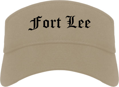 Fort Lee New Jersey NJ Old English Mens Visor Cap Hat Khaki