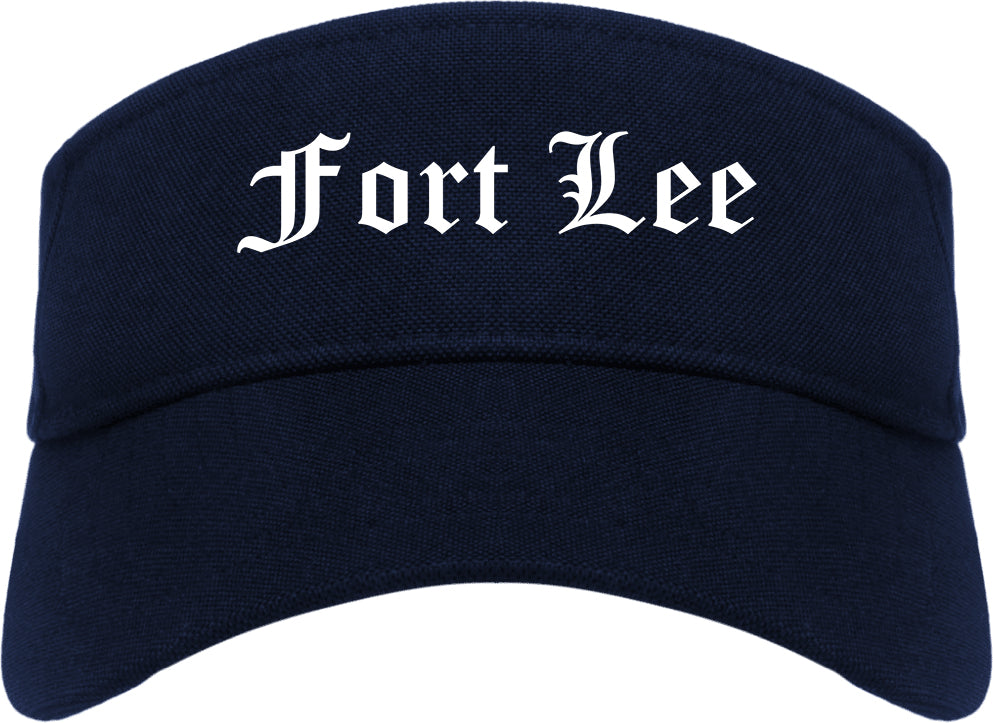 Fort Lee New Jersey NJ Old English Mens Visor Cap Hat Navy Blue