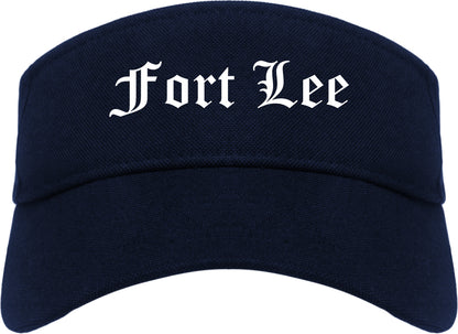 Fort Lee New Jersey NJ Old English Mens Visor Cap Hat Navy Blue