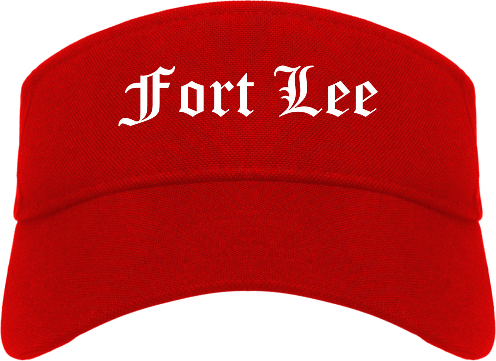 Fort Lee New Jersey NJ Old English Mens Visor Cap Hat Red