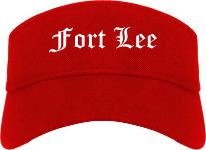 Fort Lee New Jersey NJ Old English Mens Visor Cap Hat Red