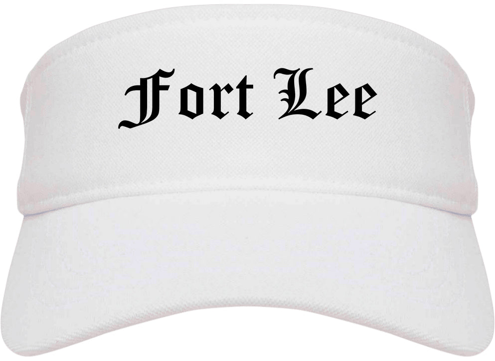 Fort Lee New Jersey NJ Old English Mens Visor Cap Hat White
