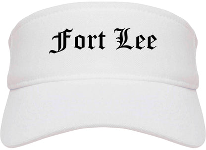 Fort Lee New Jersey NJ Old English Mens Visor Cap Hat White